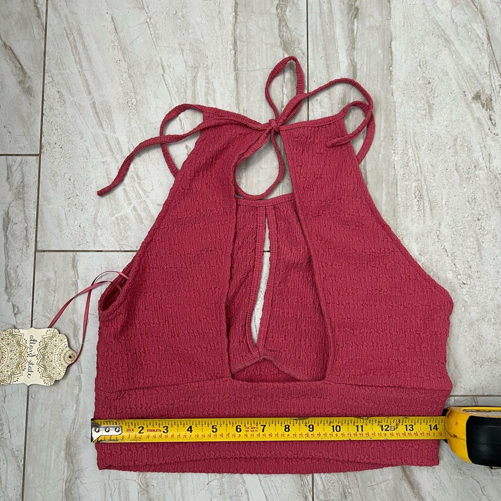 Altar'd State Raspberry Textured Halter Crop - Picture 5 of 7